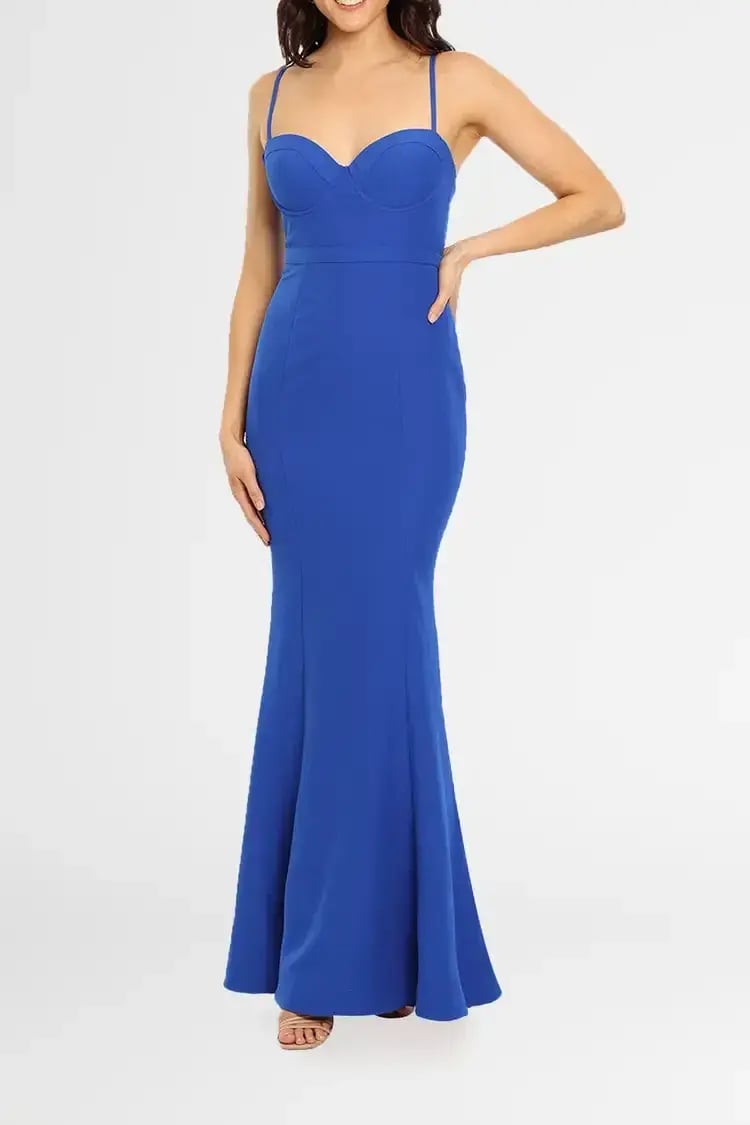 Elle Zeitoune Louisa Bustier Style Gown in Blue Size 12 photo 4