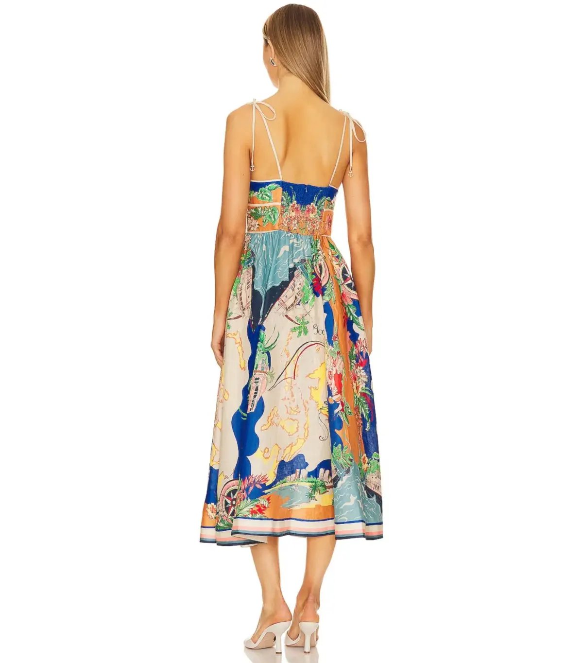 Zimmermann The Alight Picnic Midi Dress in Nautical Map Print Size 2 / AU 12 photo 3