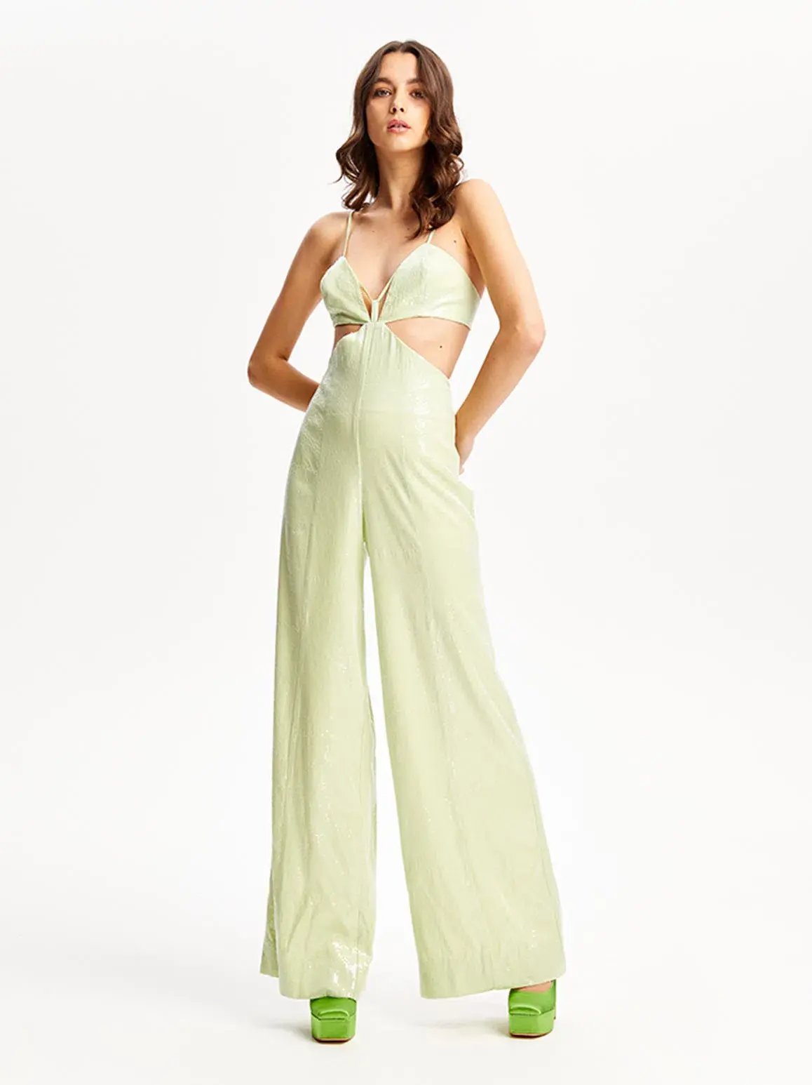 Alice McCall Night Sky Jumpsuit Lime Cream Size 10 photo 3