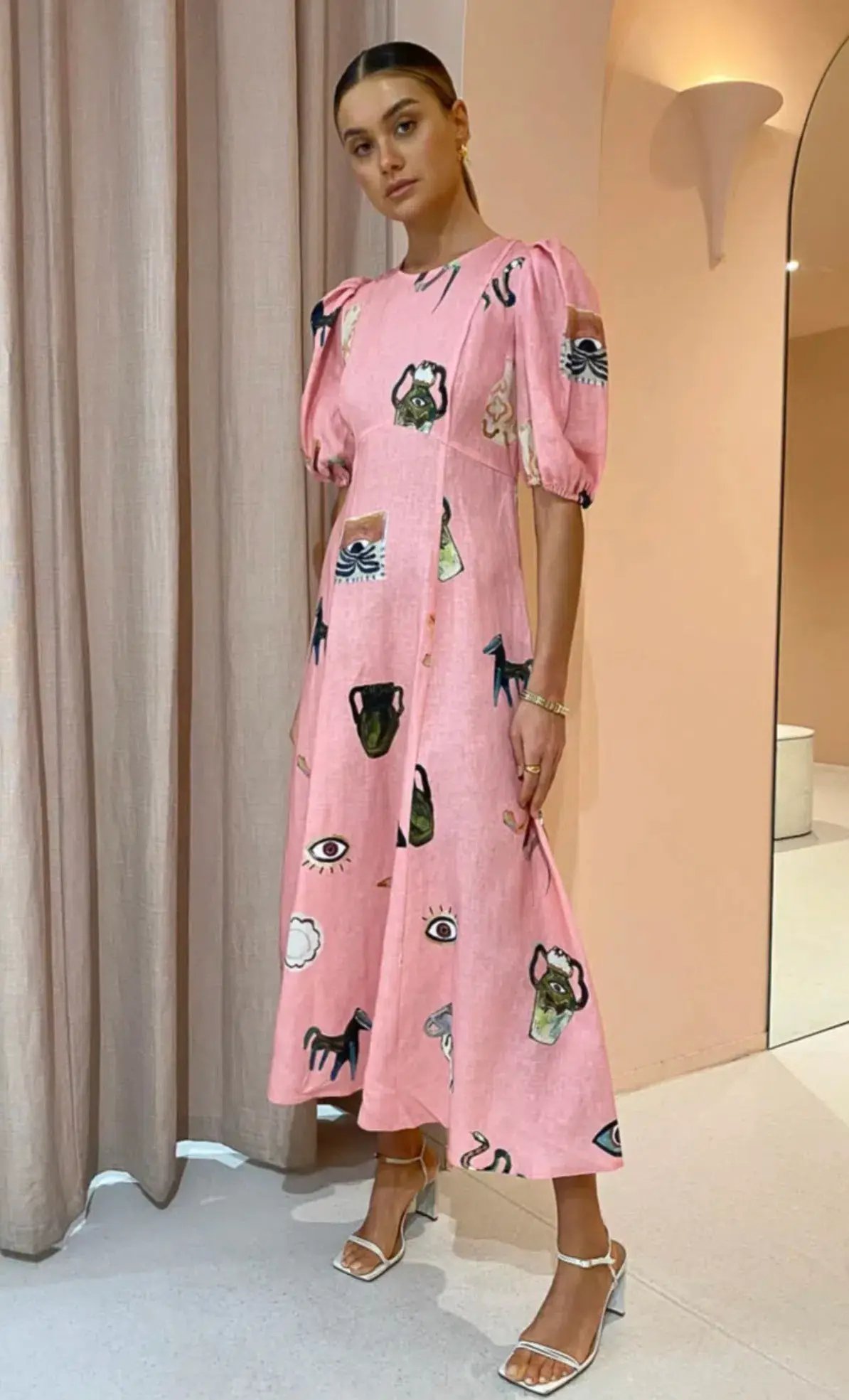 Alemais Cleo Midi Dress in Pink Size 10 photo 4