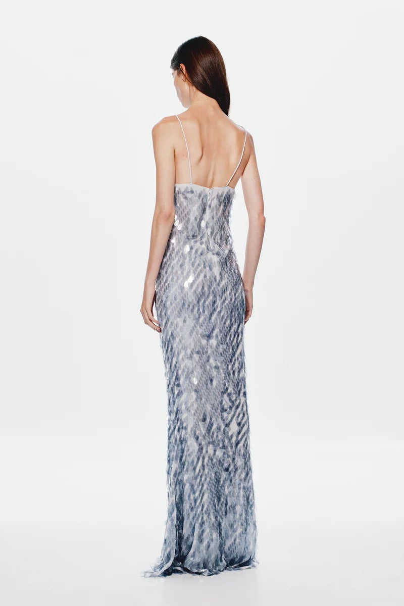 Misha Collection Sapphire Sequin Maxi Dress - Dove Grey photo 3