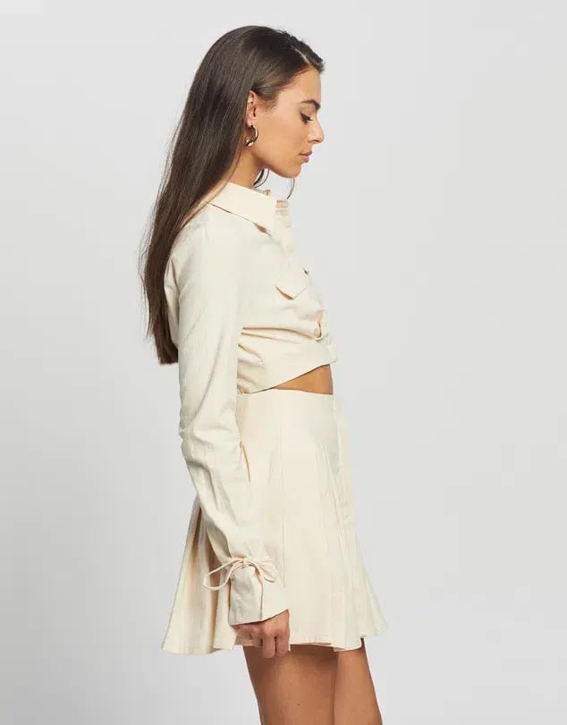 Sovere Revere Crop Shirt and Skirt Set Parchment Size 10 photo 5