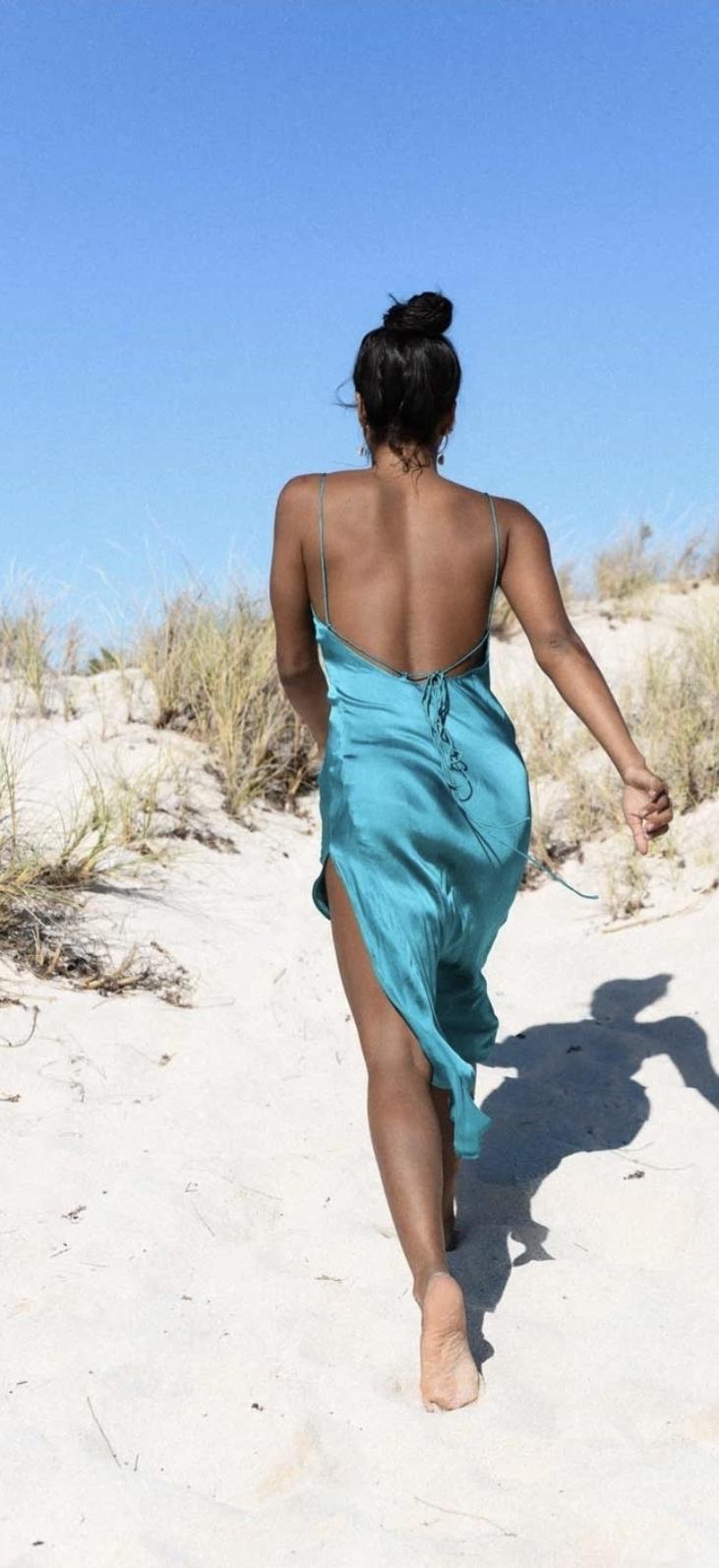 Turquoise Lane The Slinky Slip Midi Dress Teal Size 10 photo 3