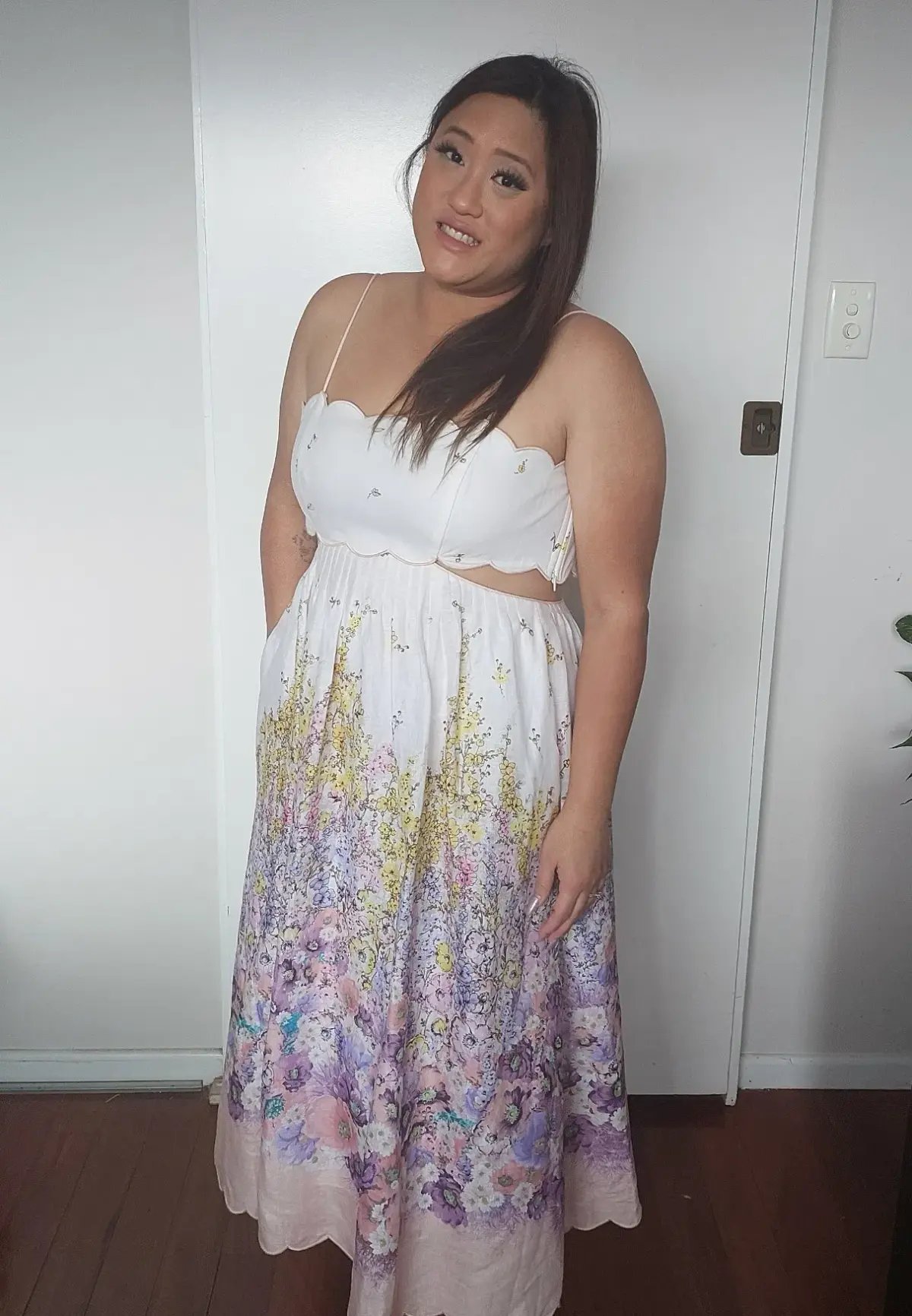 Zimmermann Jude Scallop Midi Dress in Peach Gradient Floral Size 3 /AU 10-12 photo 2