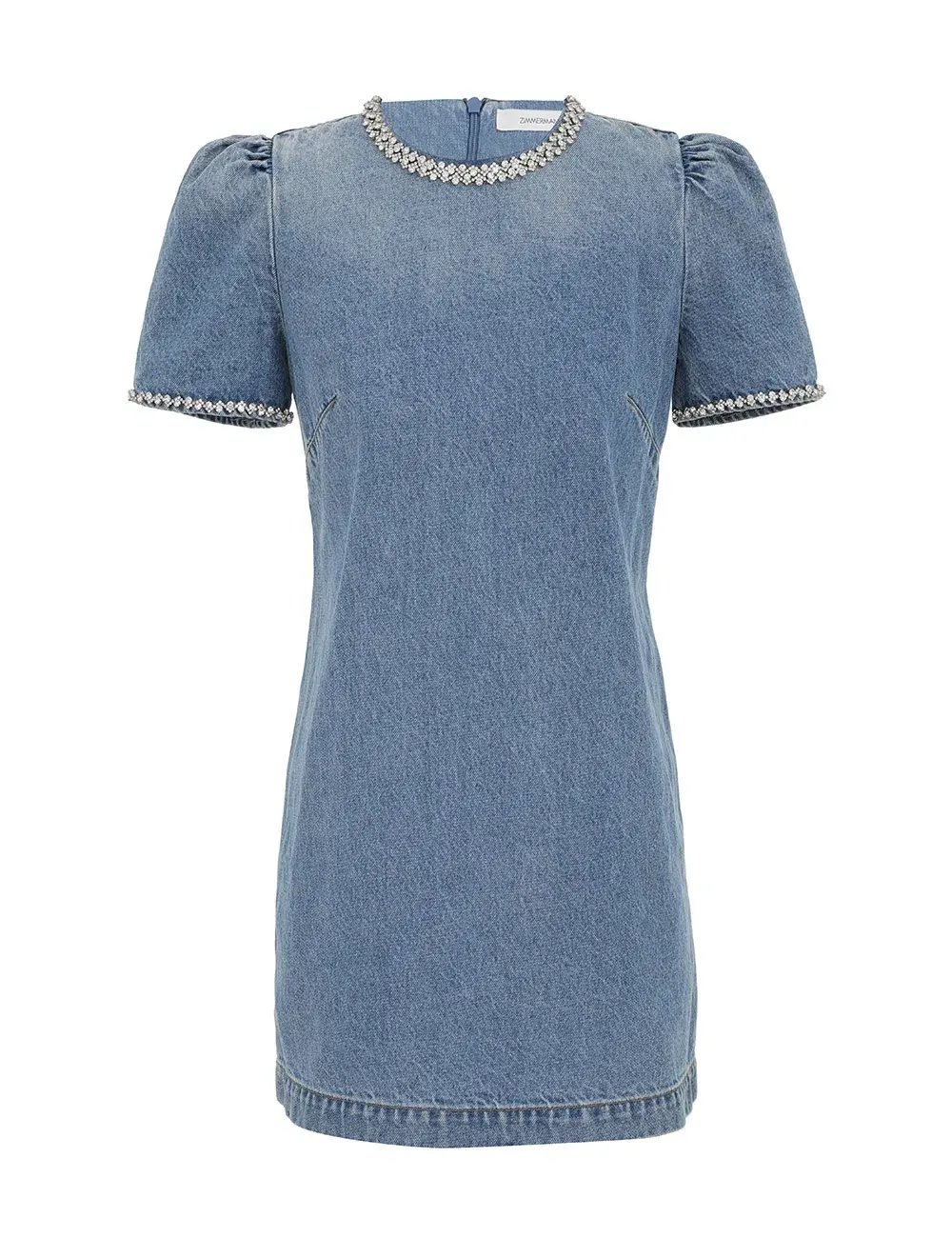 Zimmermann Crush Embellished Denim Mini Dress Blue Moon Size 0 / AU 8 photo 7