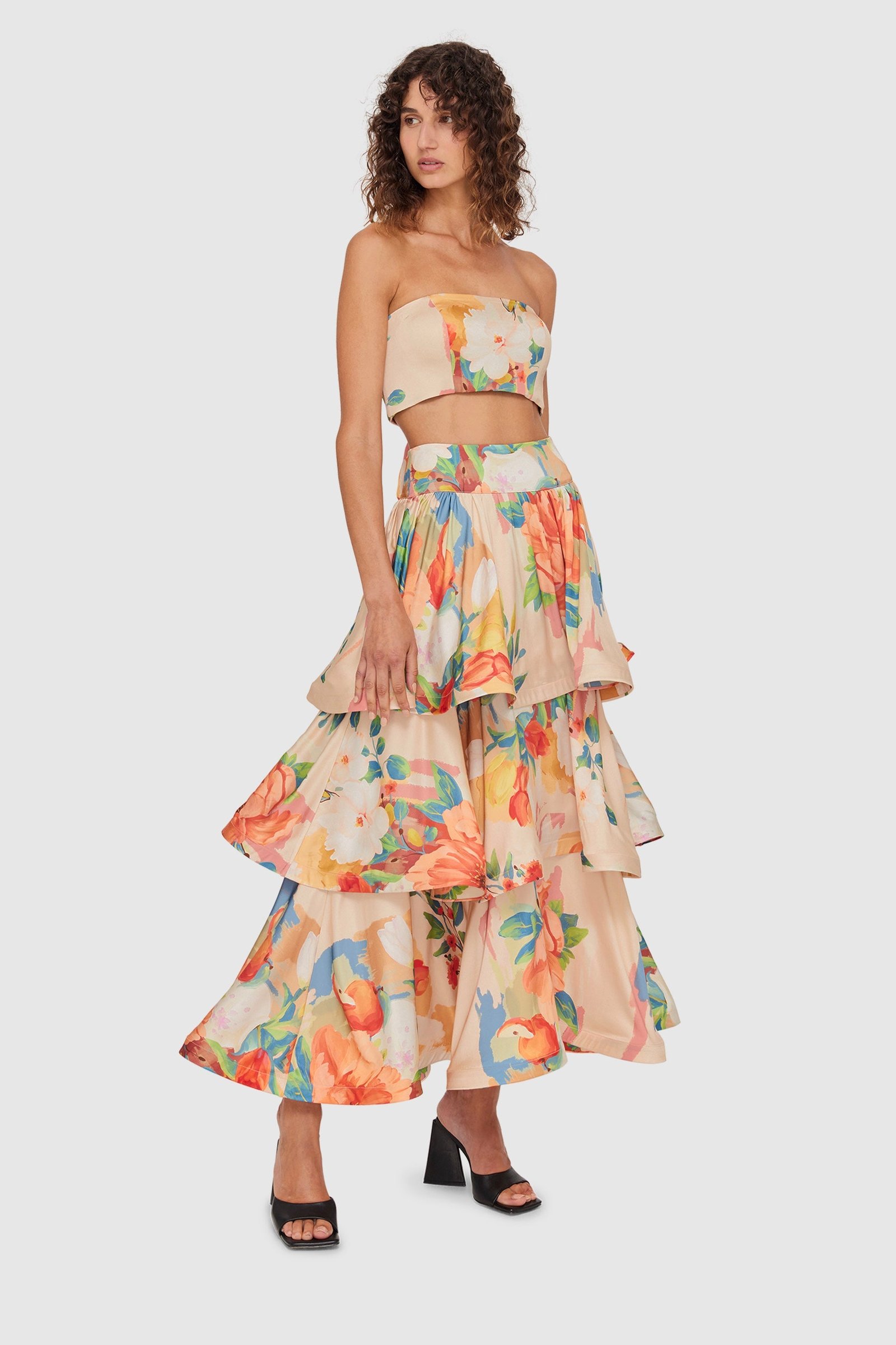 LEO LIN FLORESCENCE BUSTIER TOP - BLOSSOM CHAMPAGNE photo 3