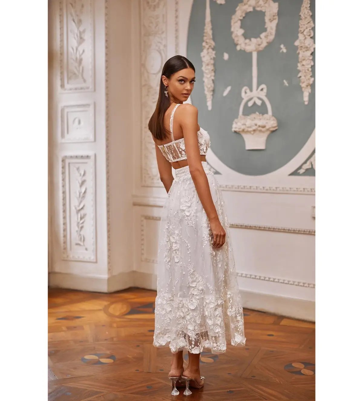 Alamour Aella Top and Midi Skirt Set White Size L AU 12 photo 4