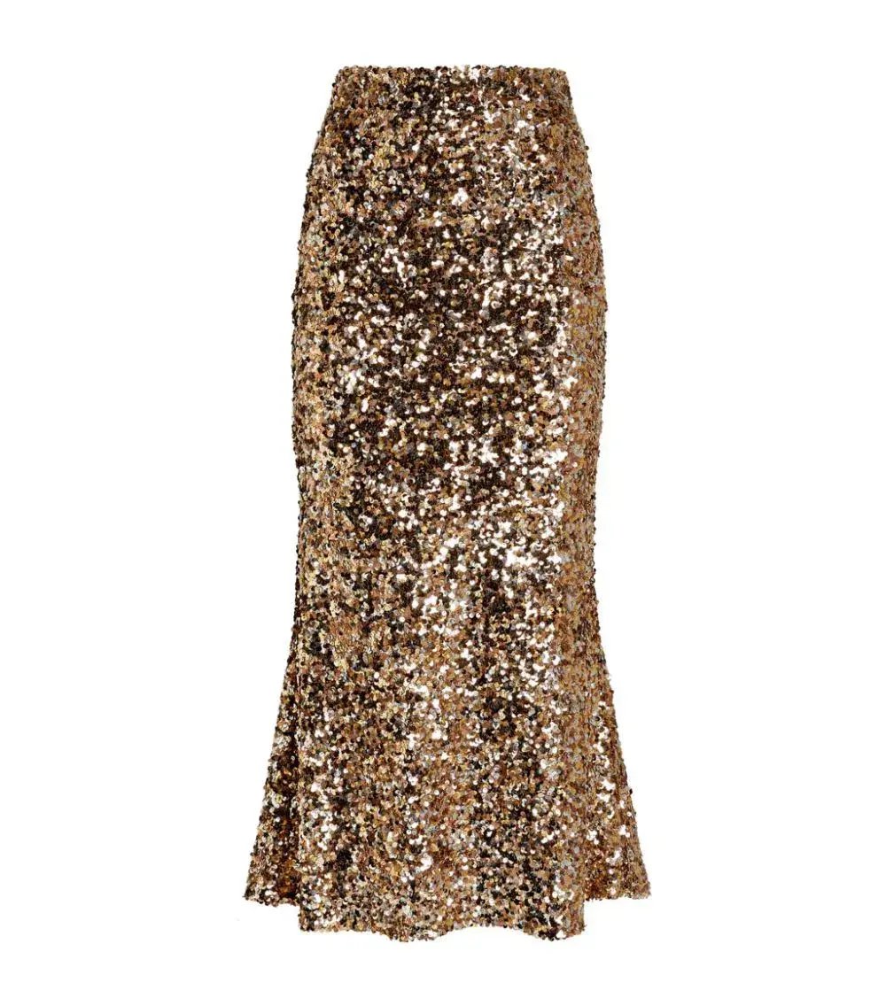 Shona Joy Faye Sequin Skirt Gold Size 8 photo 3