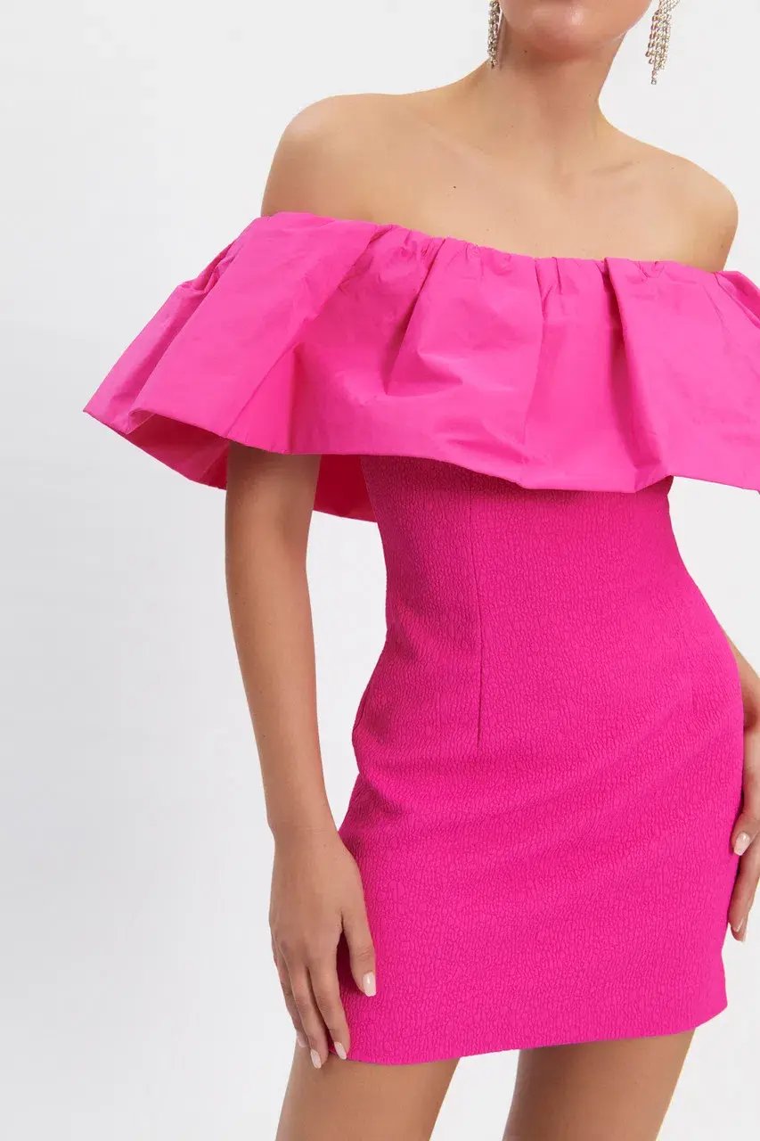 Rebecca Vallance Cecily Off Shoulder Mini Dress Pink Size AU 12 photo 2