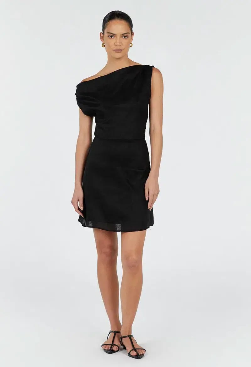 Dissh Cass Asym Linen Mini Dress Black Size 12 photo 2