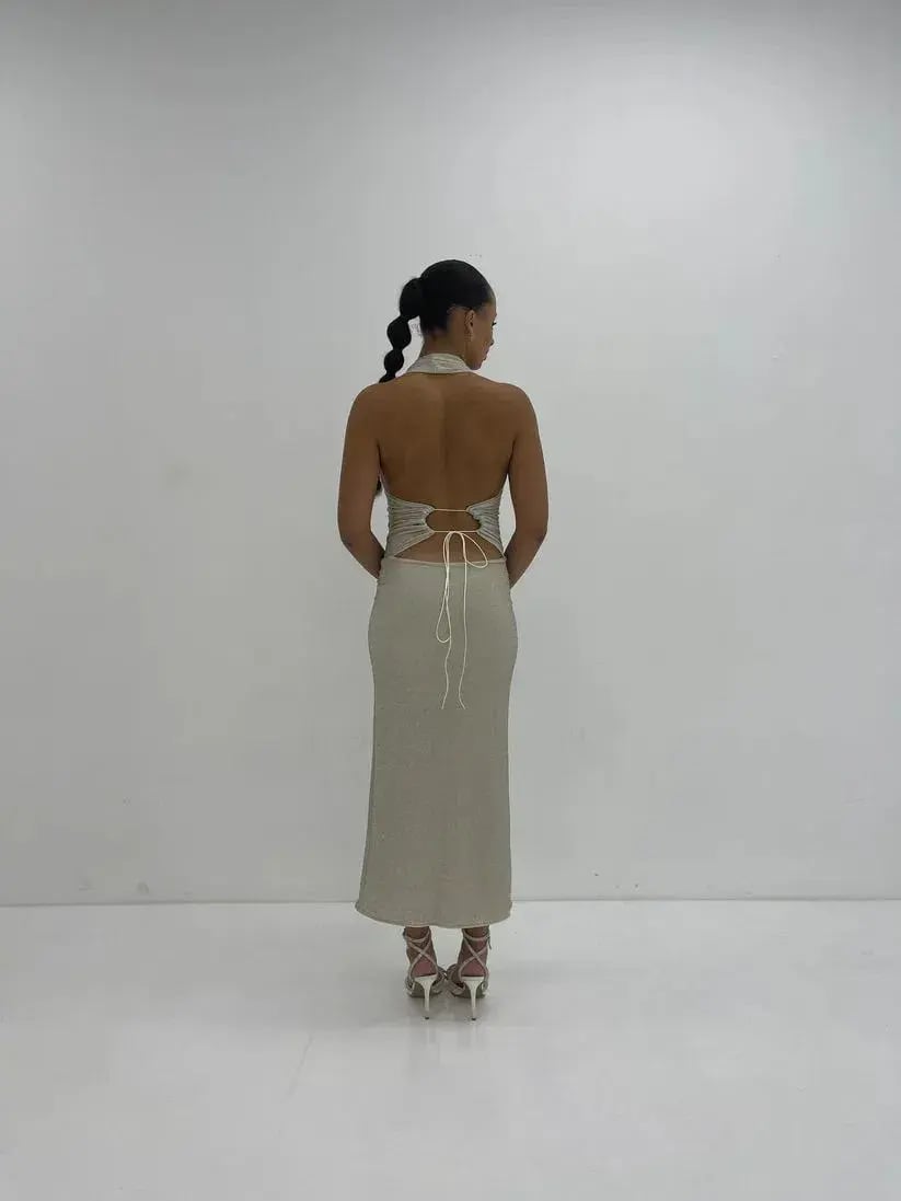 Deconduarte Astor Maxi Dress in Silver Size XS/AU6 photo 3