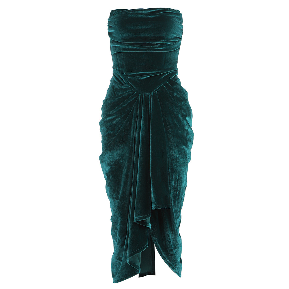 Green Velvet Midi Dress photo 3