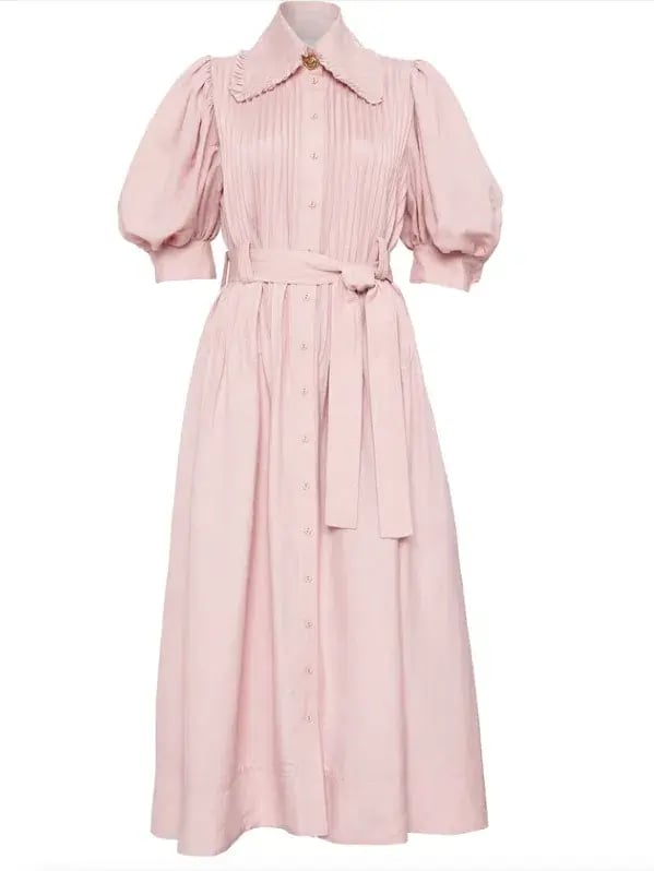 Aje Madeleine Belted Midi Dress Dusty Pink Size 16 photo 3