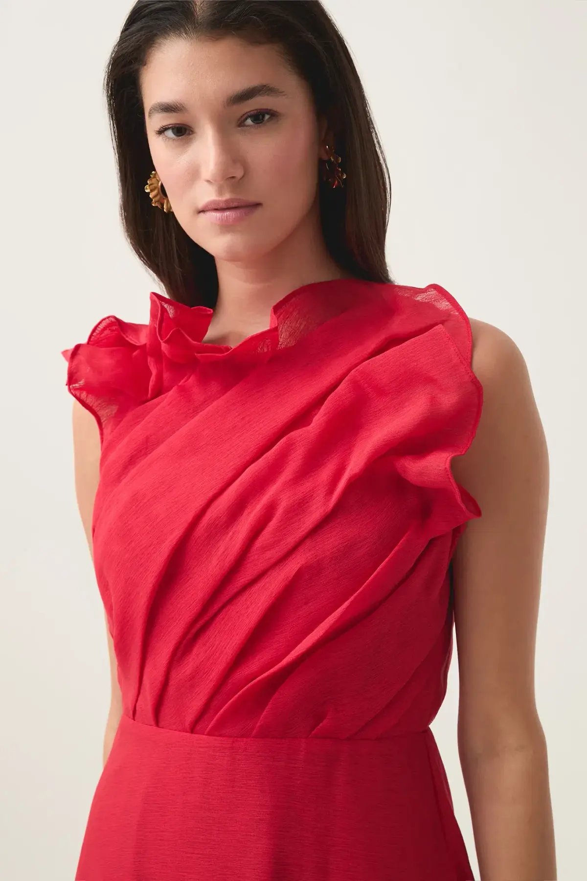 Aje Genesis Midi Dress Scarlet Red Size 12 photo 4