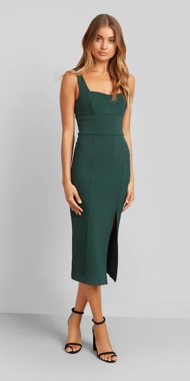 Kookai Martina Midi Dress In Pine Grove Green Size 10 photo 3