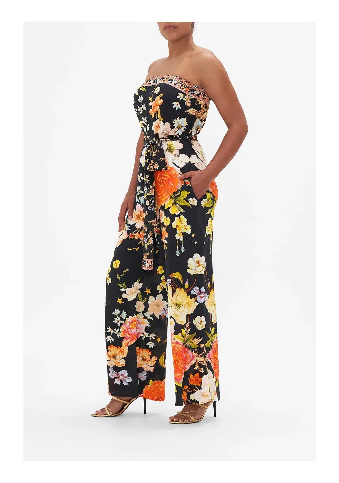 Camilla Secret History Tie Waist Strapless Jumpsuit Floral Size S/ AU 10 photo 4