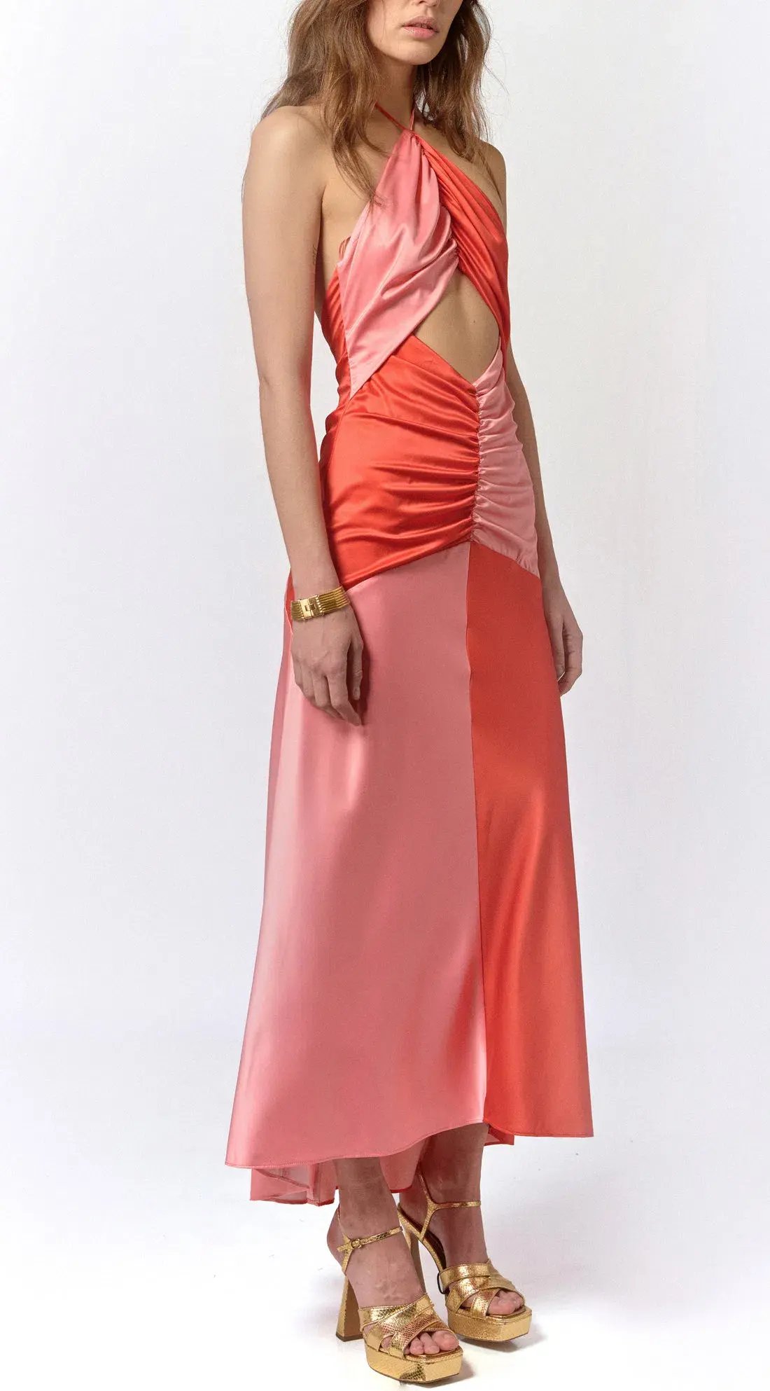De La Vali Freya Halter Maxi Dress Pink/Red Size 8 photo 2