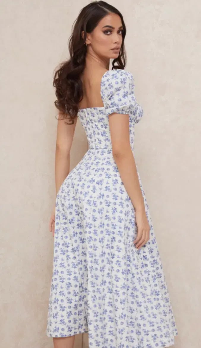 House of CB Tallulah Midi Dress Blue White Floral Size XS / AU 6 photo 3