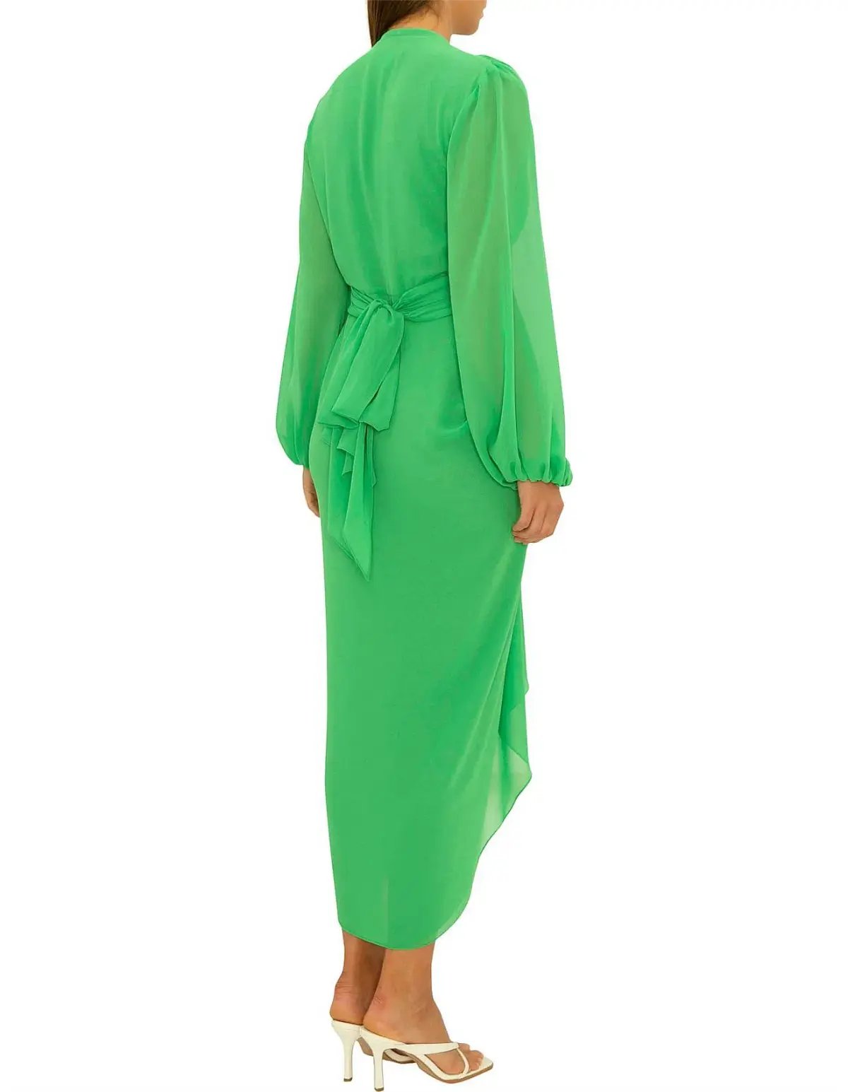 Carla Zampatti Modern Love Waterfall Midi Dress in Apple Green Size 8 photo 2
