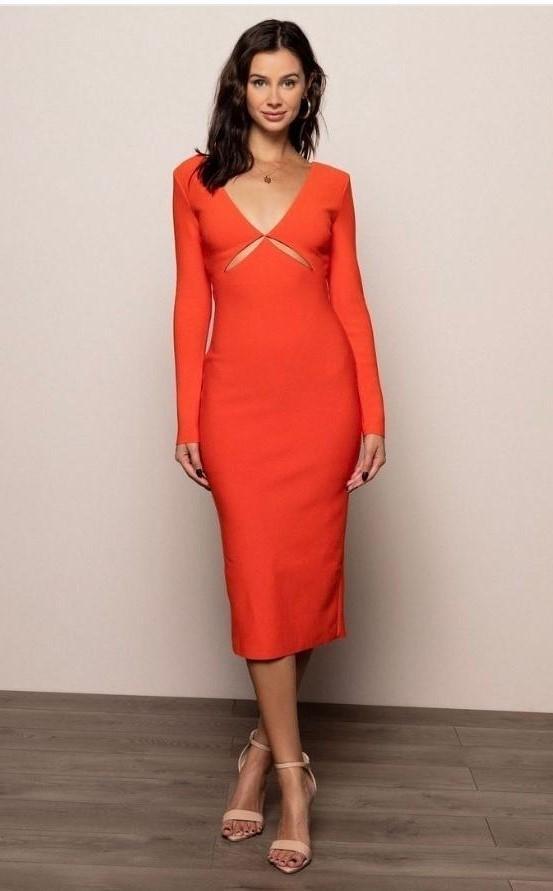 Bec & Bridge Ulla L/S Cut Out Midi Dress Orange Size 8 photo 2