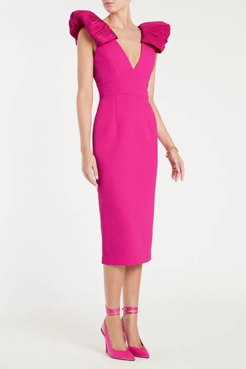 Rebecca Vallance Cupid's Bow Midi Dress in Hot Pink Size 8 photo 2