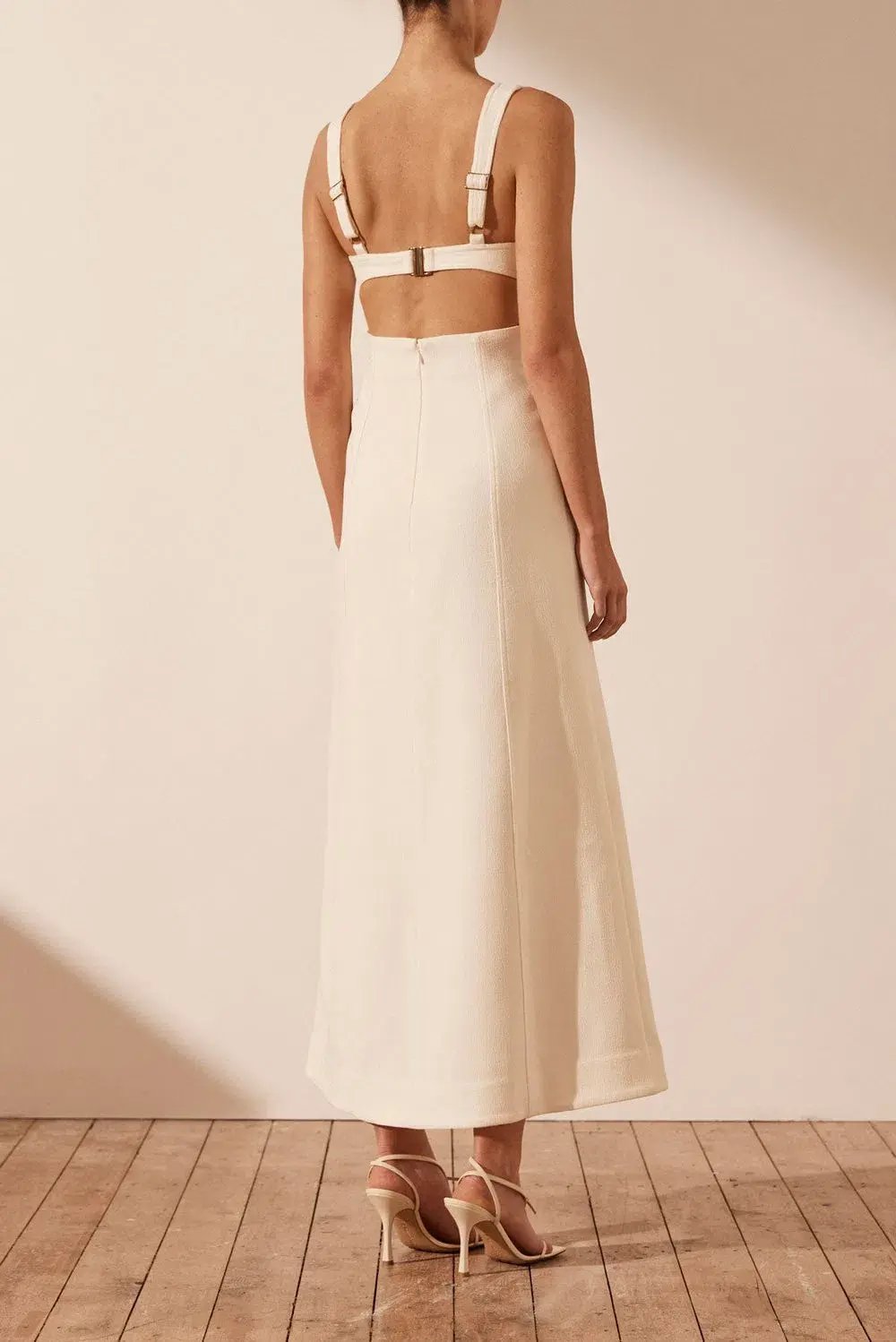 Shona Joy Amura Bustier Midi Dress In Cream Size 6 photo 3
