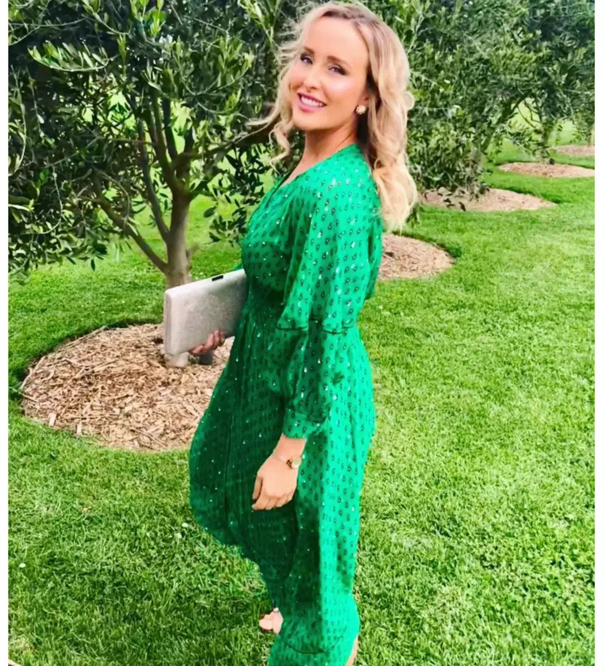 Ba&Sh Cyana Midi Dress Green Print Size 1/AU 8-10 photo 6