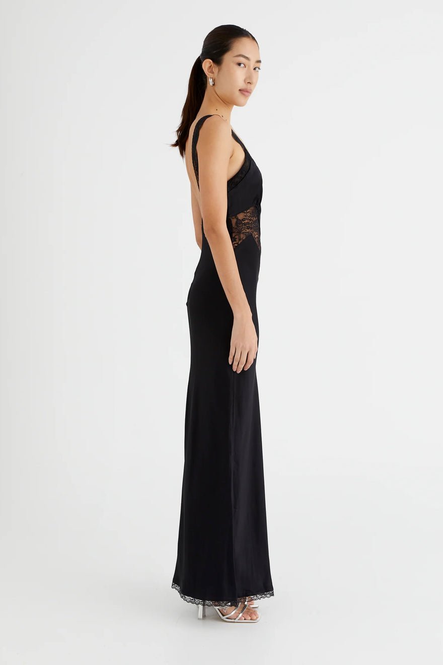 Benni Robbie Satin Slip Dress - Black photo 3