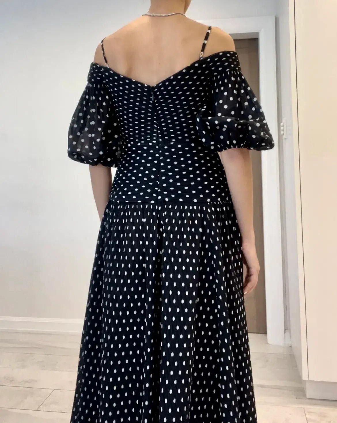 Zimmermann Polka Dot Plissé Chiffon Midi Dress Black Size 0 / AU 8 photo 6