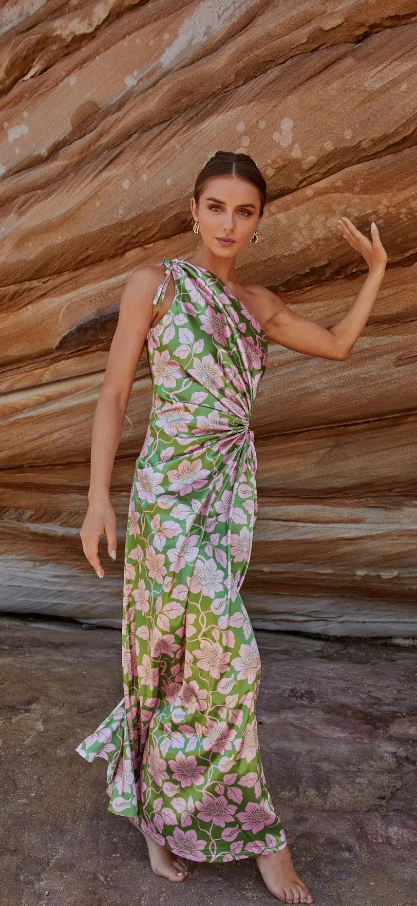 Sonya Moda | Nour Forever Maxi Dress | Olive Floral Print | Size 8/S photo 3