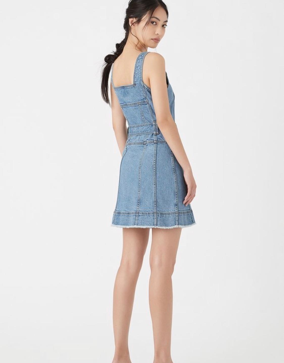 Aje Paperbark Denim Belted Mini Dress Blue Size 4 photo 3