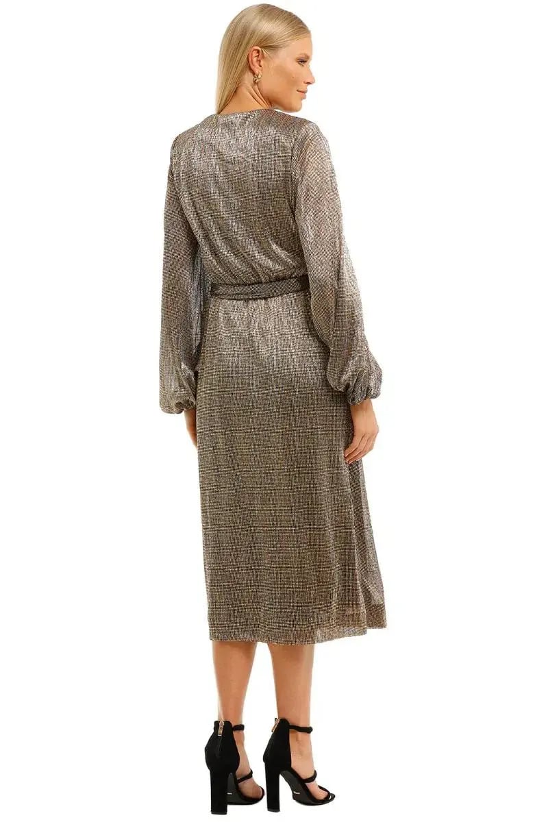 Rebecca Vallance Rivero LS Midi Dress Gold Size 6 photo 2