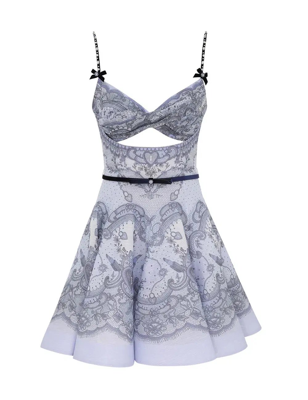 Zimmermann The Crush Twist Front Mini Dress in Blue Lace Print Size 1 / AU 10 photo 3