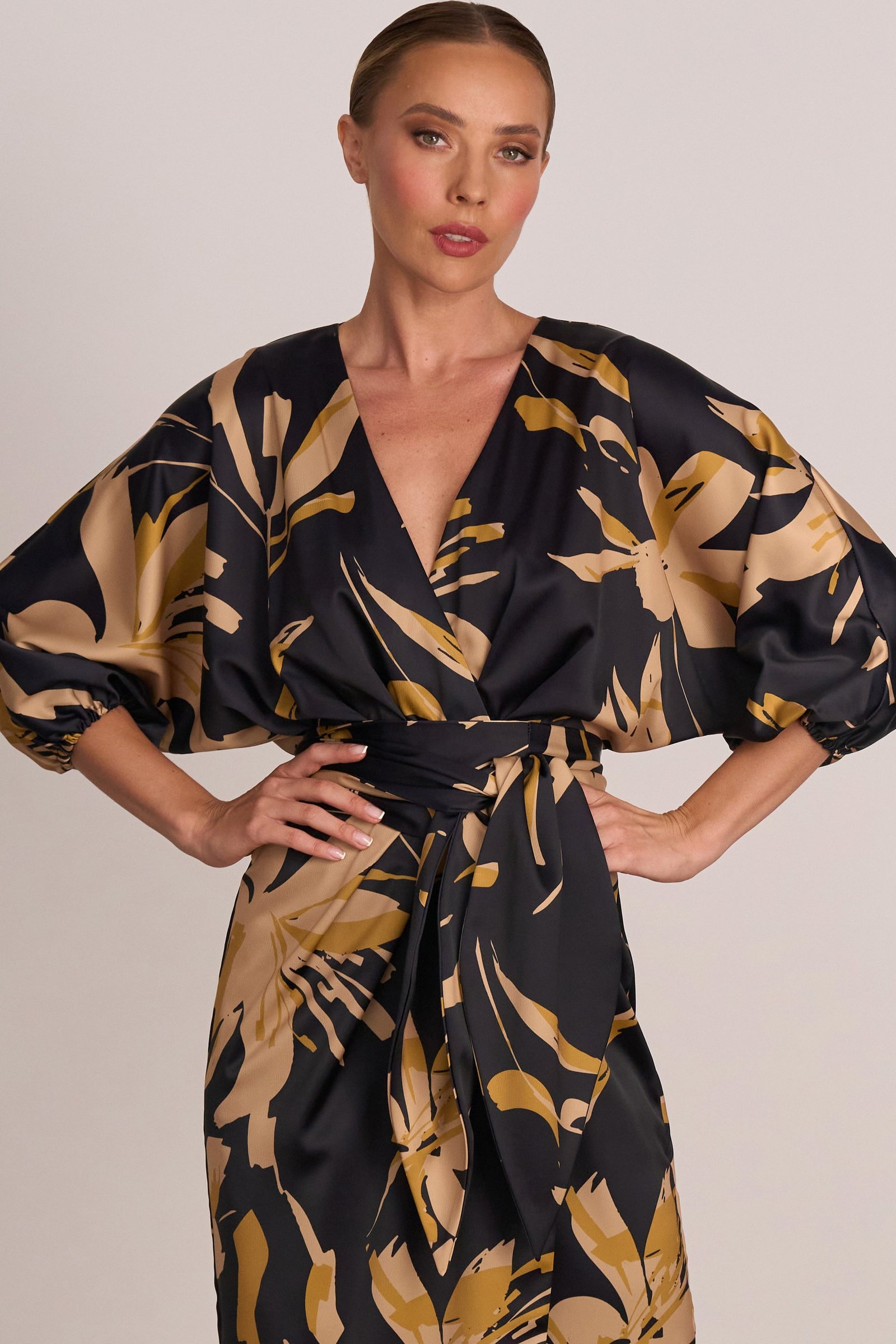 PASDUCHAS ABLAZE WRAP MIDI DRESS - BLACK photo 2