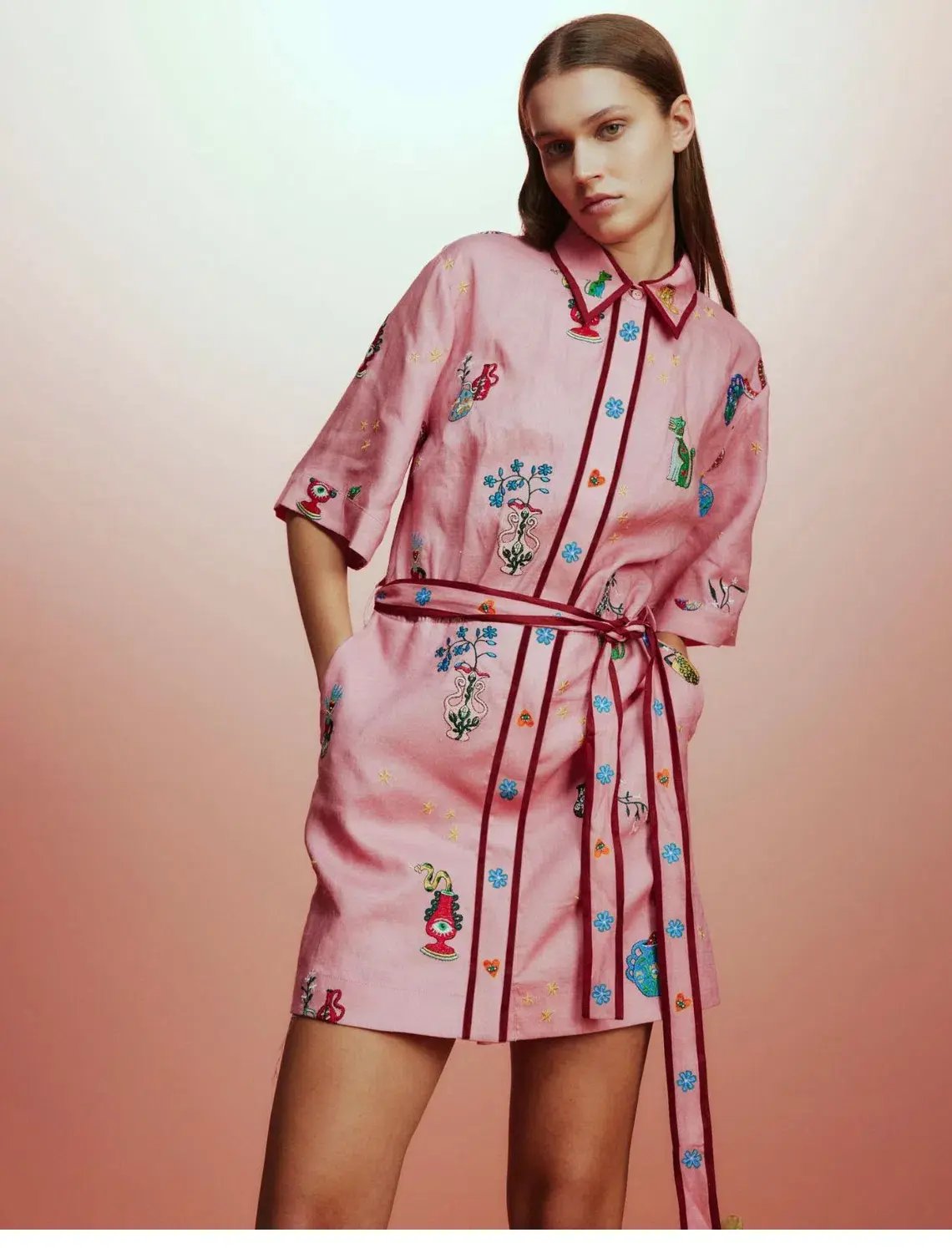 Alemais Timmy Embroidered Mini Dress Pink Size AU 14 photo 4