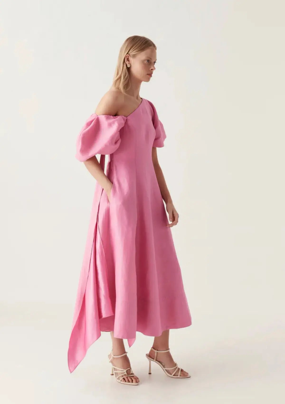 Aje Arista Tulip Sleeve Midi Dress in Cerise Pink Size 12 photo 2