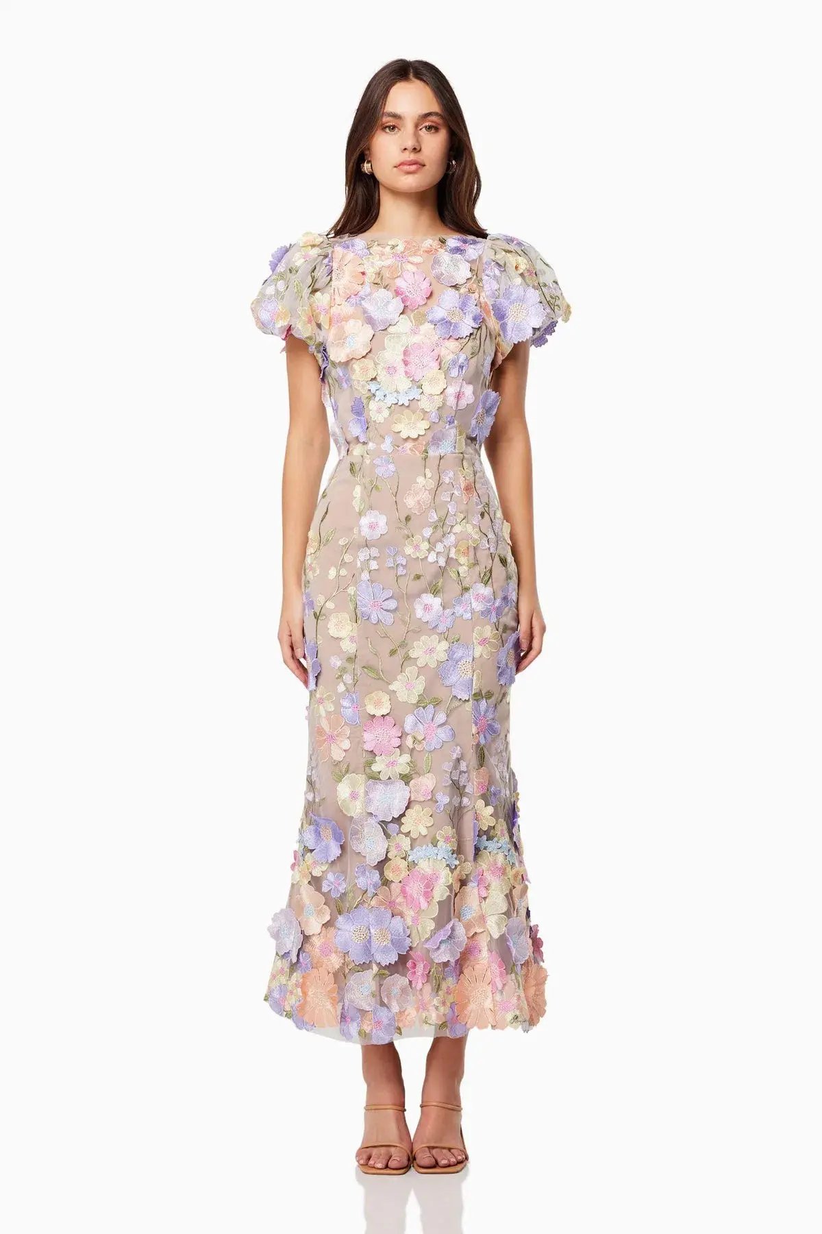 Elliatt Astraea 3D Lace Maxi Dress Pastel Size AU 12 photo 2
