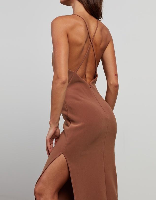 Bec & Bridge Maddison V Midi Dress Brown Size 6 photo 4
