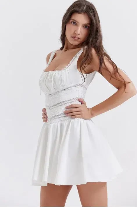House of CB Tiffani Lace Trim Mini Dress White Size S / AU 8 photo 4