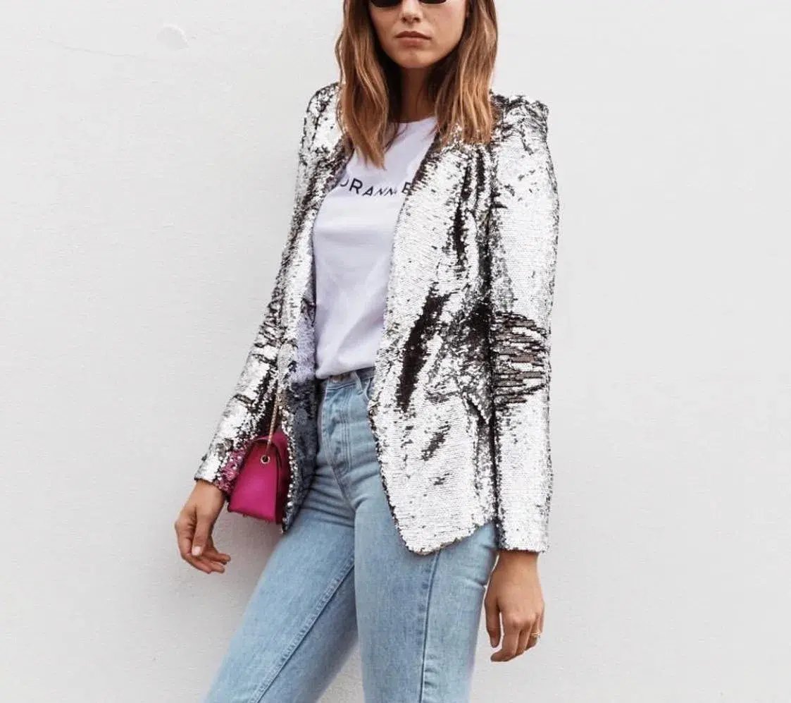 Torannce Shine Bright Jacket Silver Size 6 photo 3