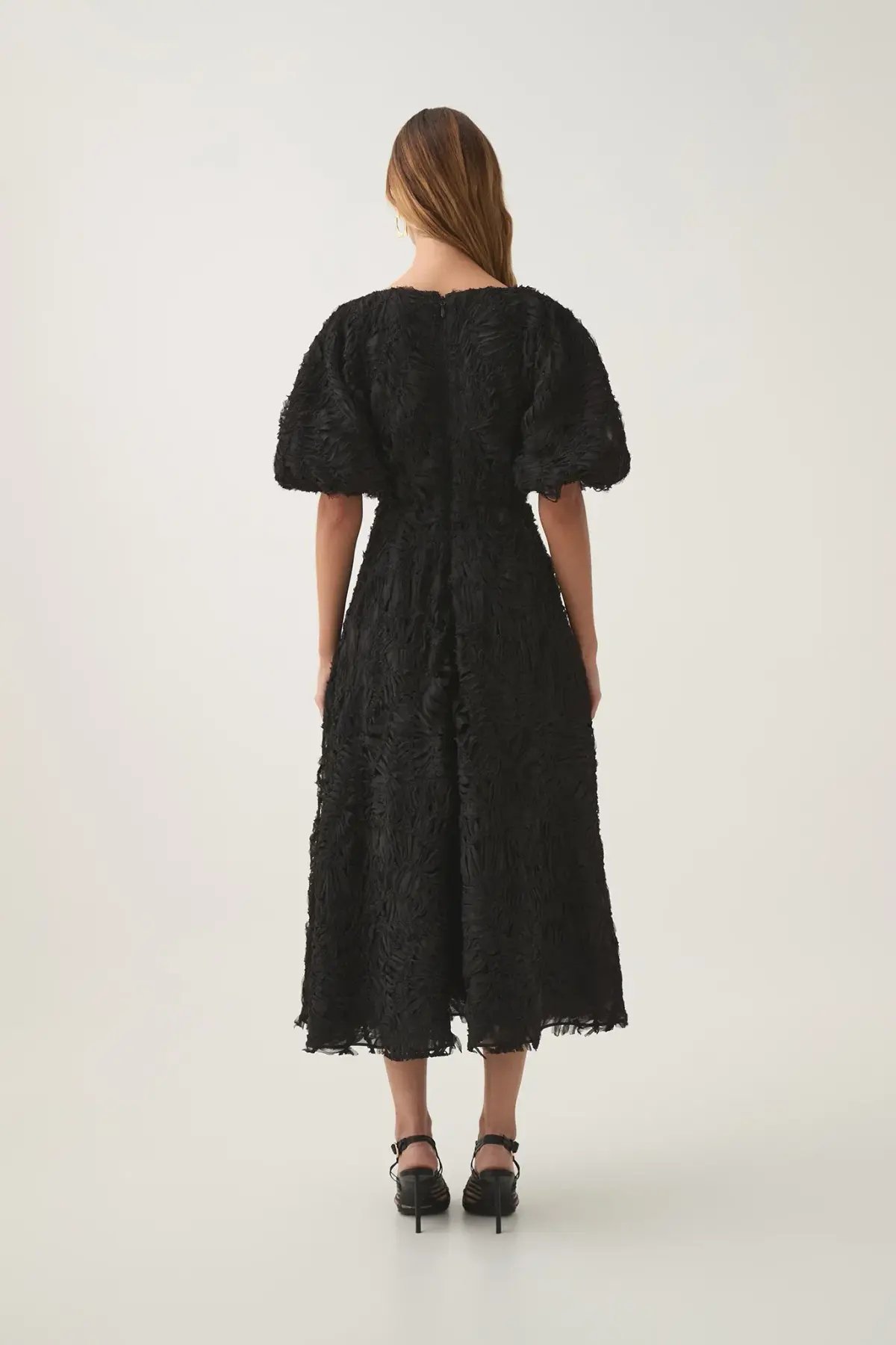 Aje Florential Textured Midi Dress Black Size 14 photo 4