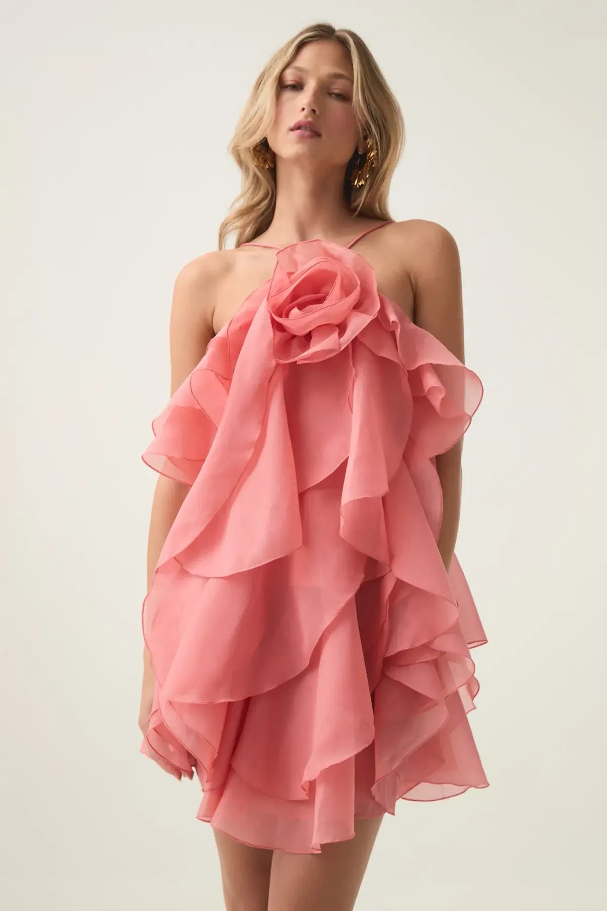 Aje Pandorea Layered Mini Dress size 14 washed coral photo 2