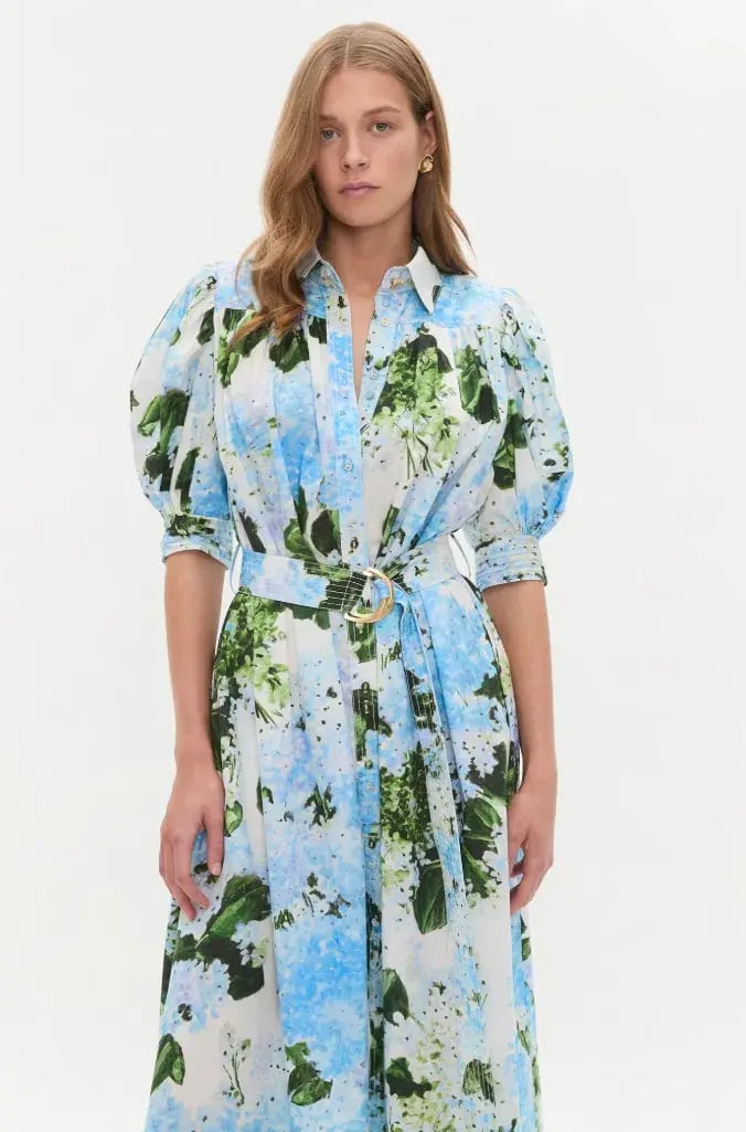 Aje Manifest Midi Dress Blue Print Size 10 photo 2