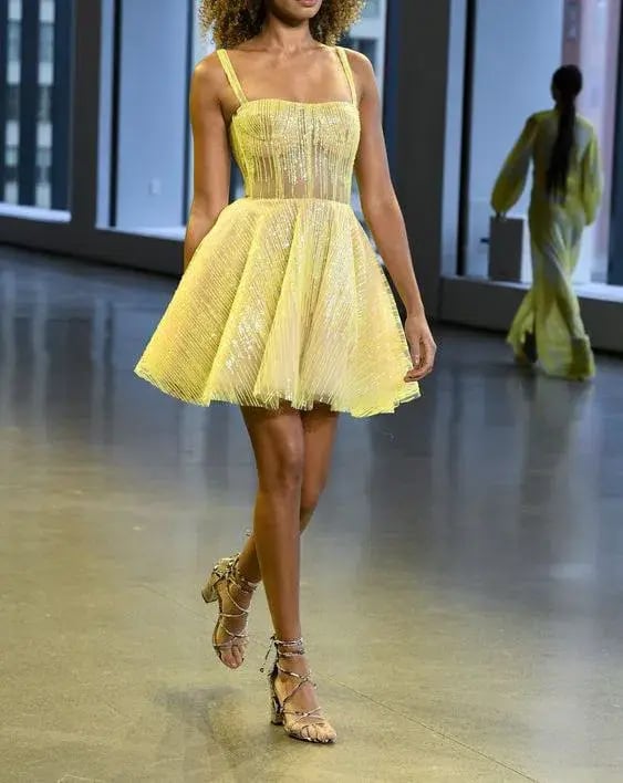 Bronx and Banco Mademoiselle Neon Mini Dress Yellow Size 12 photo 3