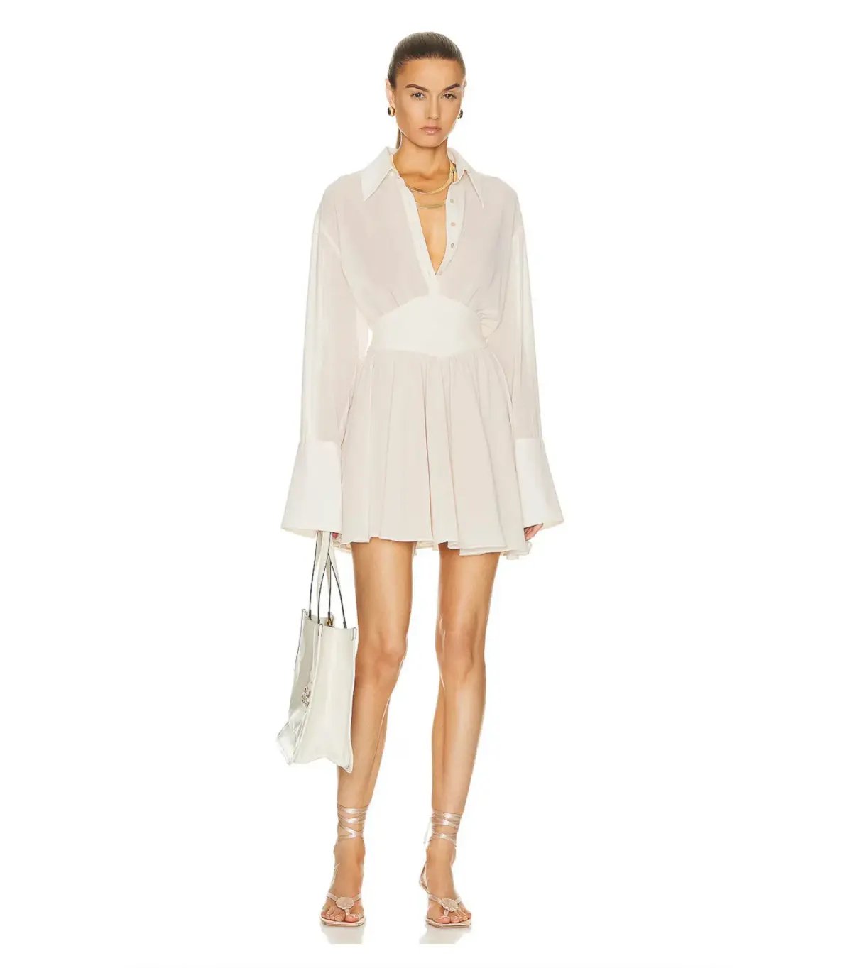 Helsa Sheer Dress Cream Size XXS / AU 4 photo 3