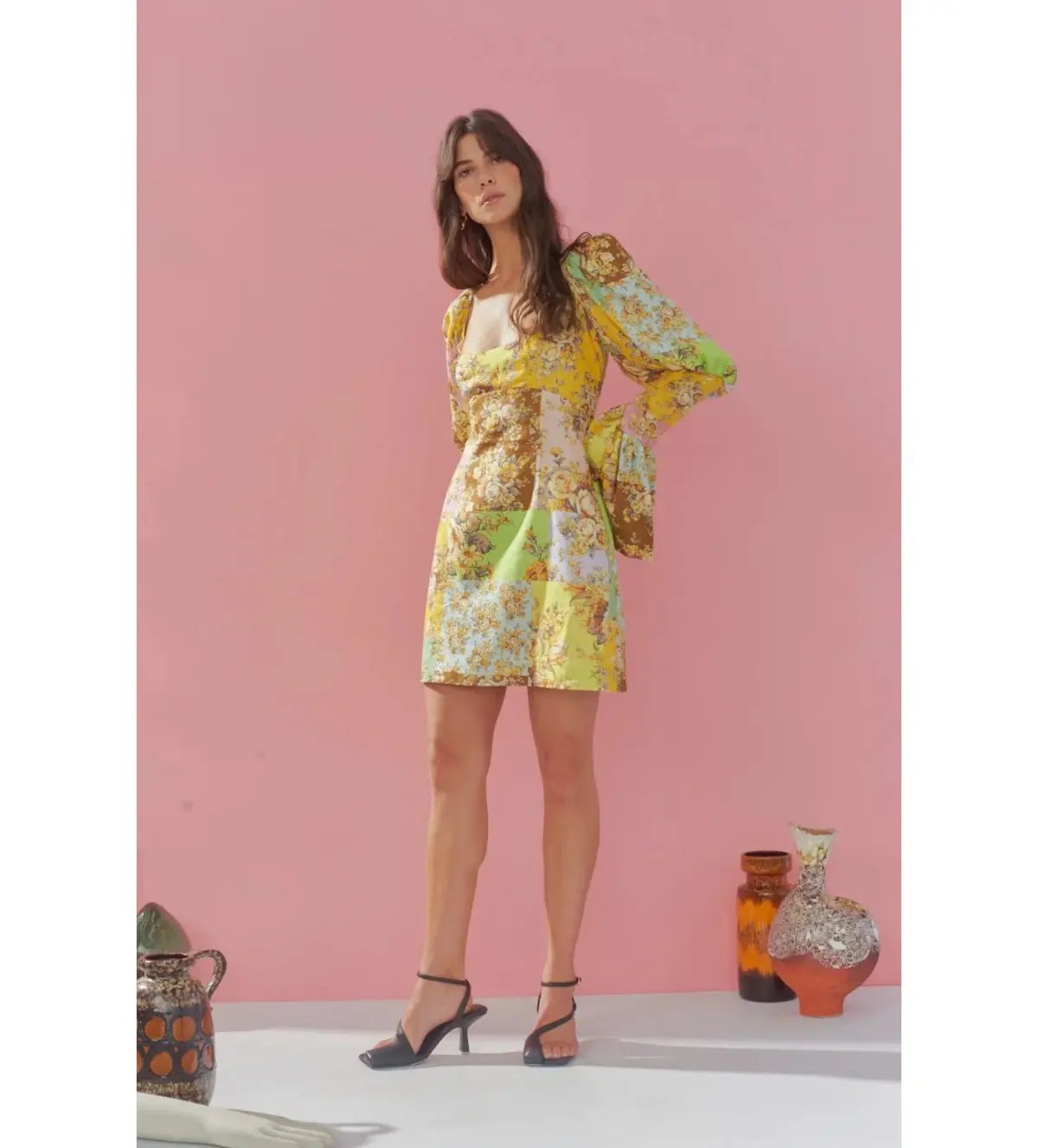 Alemais Matilde Puff Sleeve Mini Dress Multi Floral Size AU 10 photo 2