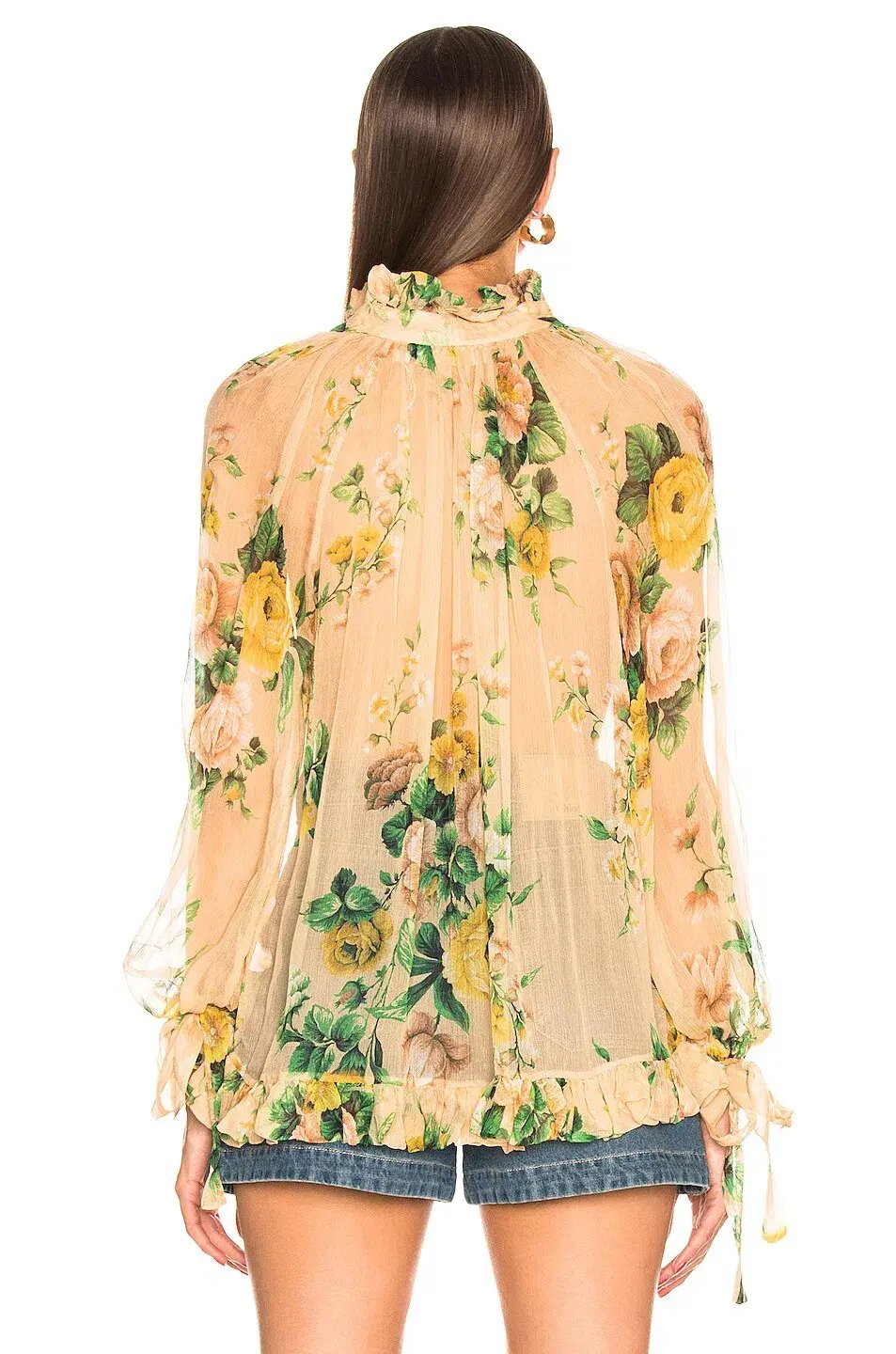 Zimmermann Zippy Necktie Top Peach Garden Floral Print Size 0 / AU 8 photo 3