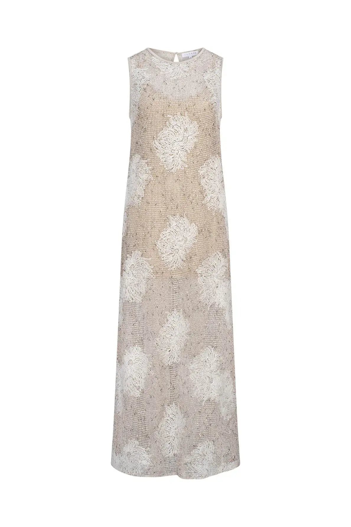 Curaae by Elliatt Samieka Crochet Midi Dress in Beige Size 10 photo 6