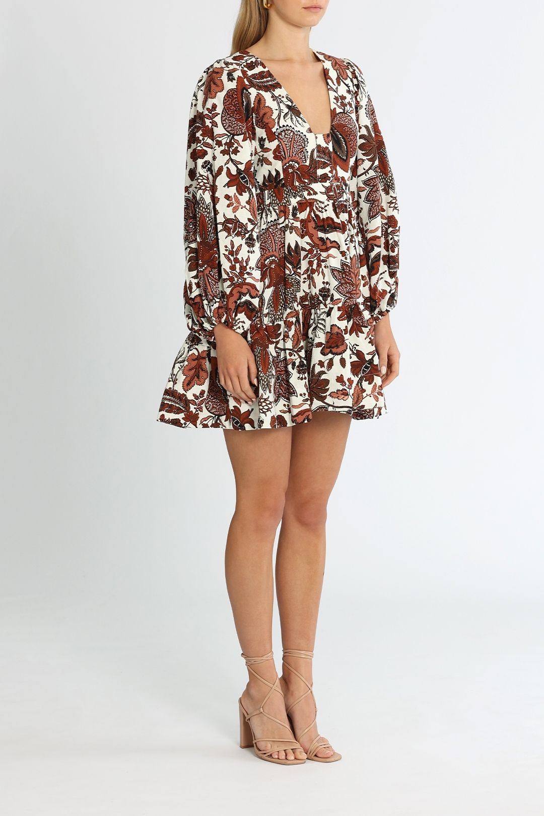 Catalina Plunged Balloon Sleeve Mini Dress - Multi photo 2