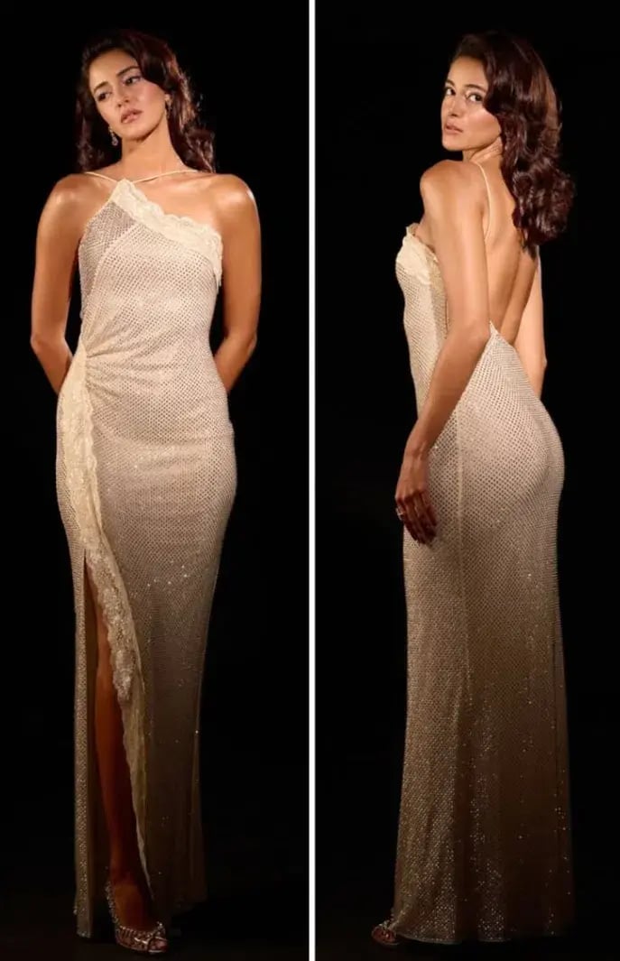 Self-Portrait CHAMPAGNE RHINESTONE LACE TRIM MAXI DRESS in AU6 photo 6